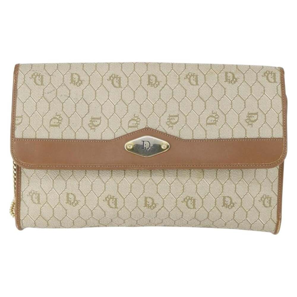 Dior Honeycomb Canvas Chain Shoulder Bag Beige